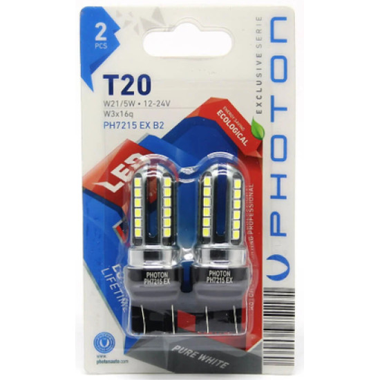 PHOTON T20 W21/5W EXCLUSIVE 12V-24V LED (2'Lİ BLİSTER)
