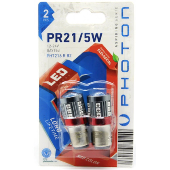 PHOTON P21/5W RED 12V-24V LED (2'Lİ BLISTER)