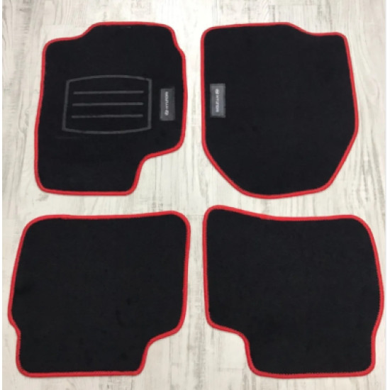 GENEL MARKA ACCENT BLUE SİYAH HALI PASPAS (KIRMIZI KENARLI)