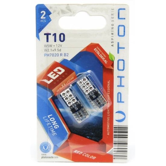 PHOTON T10 W5W 6+6 KIRMIZI LED (2'Lİ BLISTER)
