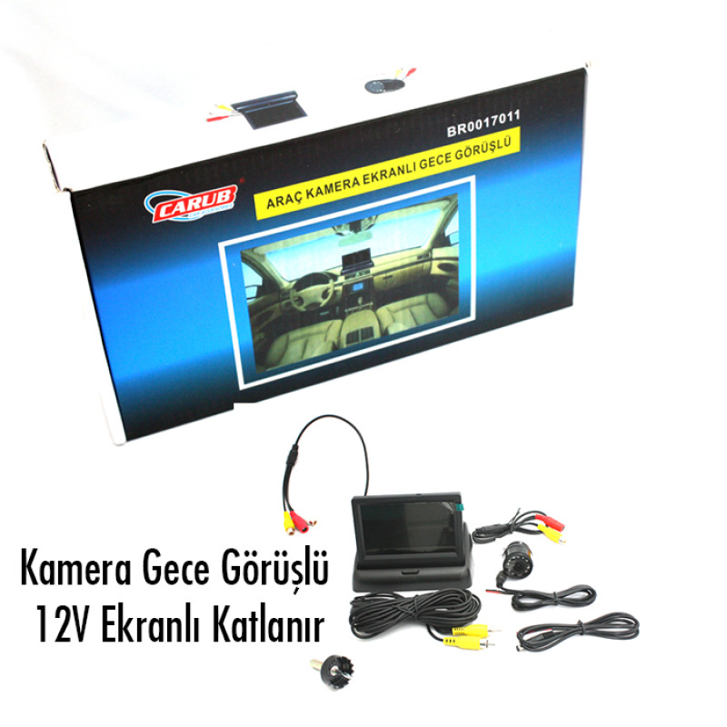 EKRAN + KAMERA GECE GÖRÜŞLÜ 12V KATLANIR