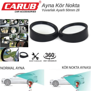 AYNA KÖR NOKTA AYARLI 360 DERECE YUVARLAK 50MM SİYAH 2Lİ