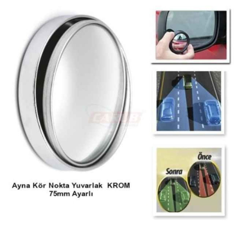 AYNA KÖR NOKTA YUVARLAK 75mm AYARLI KROM