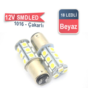 LED AMPUL ÇİFT DUY FLASH ÇAKARLI 18 SMD BEYAZ 12V