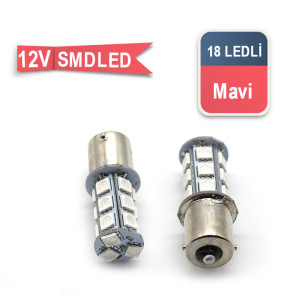 93 LED AMPUL FLASH ÇAKARLI 18 SMD MAVİ 12V
