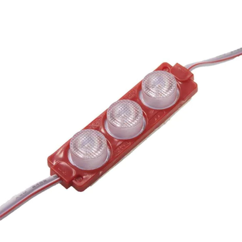 ÜÇLÜ 3 WATT POWER MERCEKLİ MODÜL LED KIRMIZI 12V
