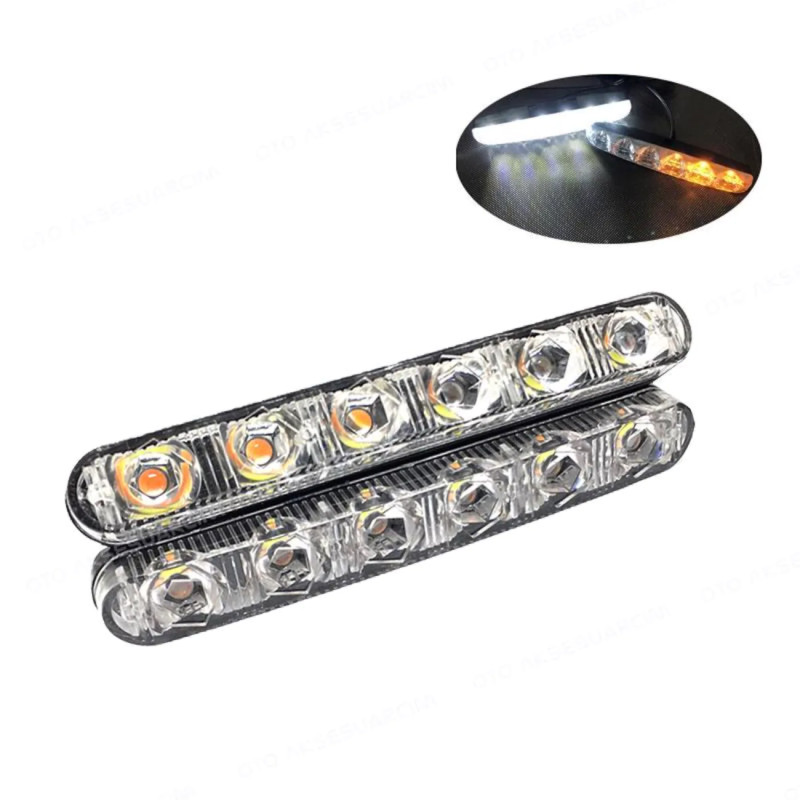 GÜNDÜZ FARI KAYAR SİNYALLİ METAL 6 LEDLİ 12V
