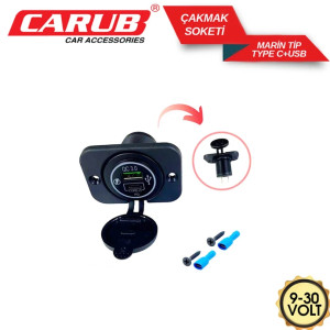 ÇAKMAK SOKETİ 9-30V MARINE TYPE-C + USB
