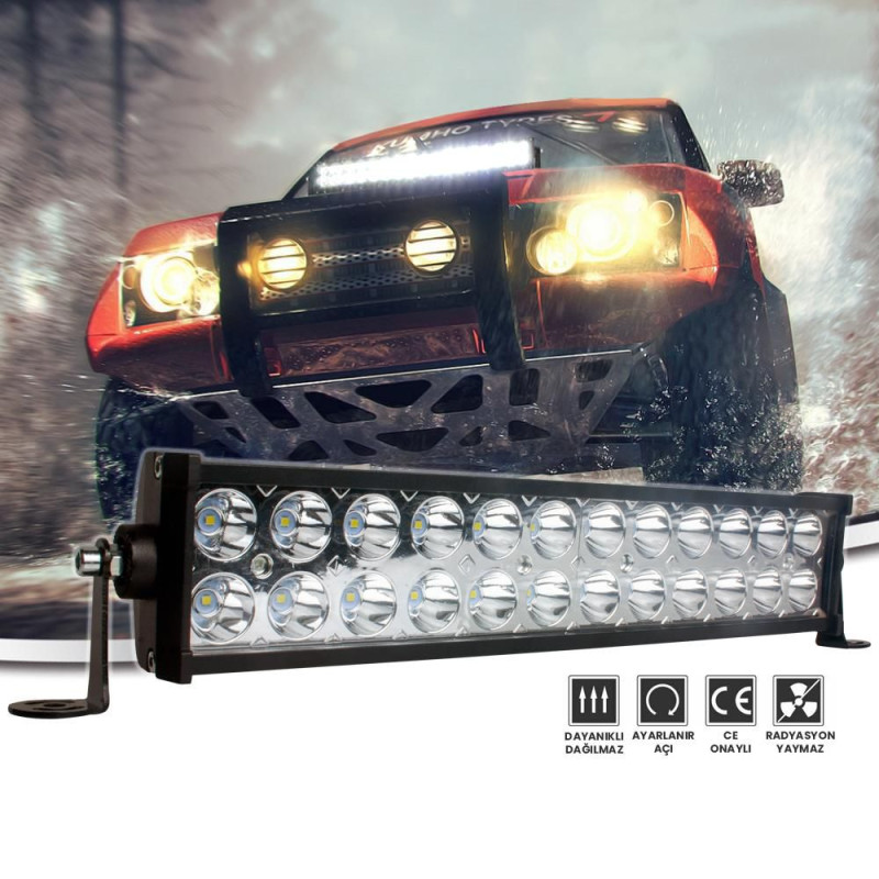 OFF-ROAD 72W LED IŞIK BAR ÇİFT SIRA 24 LED 35CM 10-30V