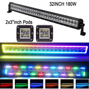 OFF-ROAD 180W LED IŞIK BAR ÇİFT SIRA 87CM 7 RENK UZAKTAN KUMANDALI