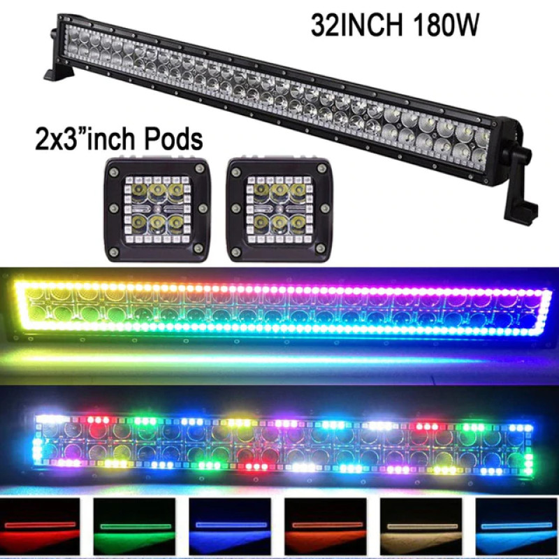 OFF-ROAD 180W LED IŞIK BAR ÇİFT SIRA 87CM 7 RENK UZAKTAN KUMANDALI