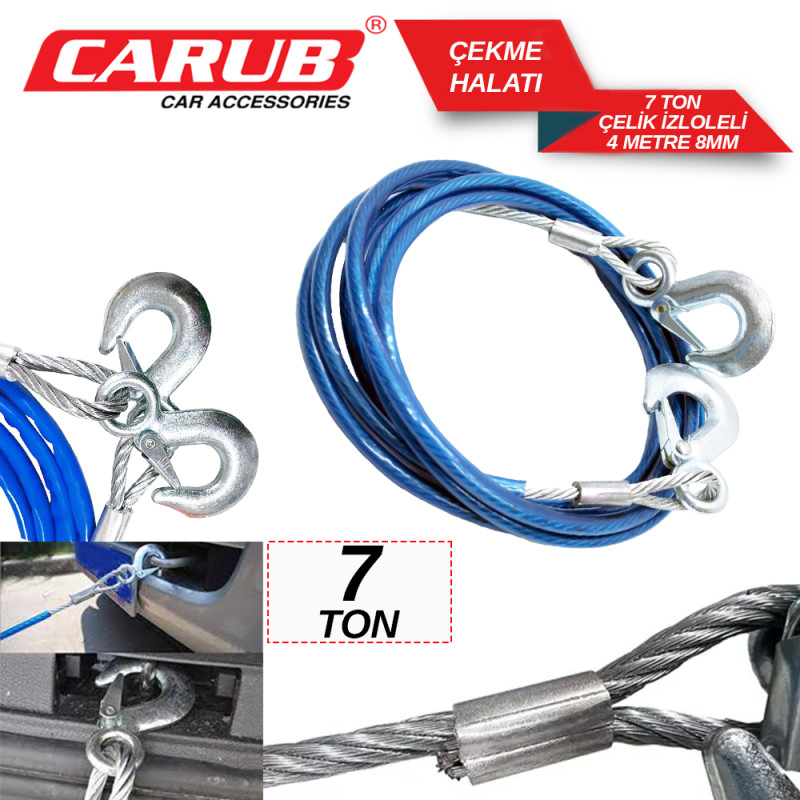 ÇEKME HALATI ÇELİK İZOLELİ 8MM 7 TON 4 MT.