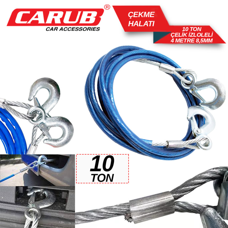 ÇEKME HALATI ÇELİK İZOLELİ 8,5MM 10 TON 4 MT.