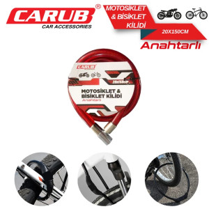 BİSİKLET KİLİDİ ANAHTARLI 20X150 KIRMIZI