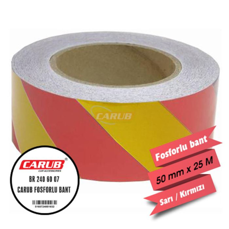 FOSFORLU BANT ÇAPRAZ 5CMX25M SARI-KIRMIZI