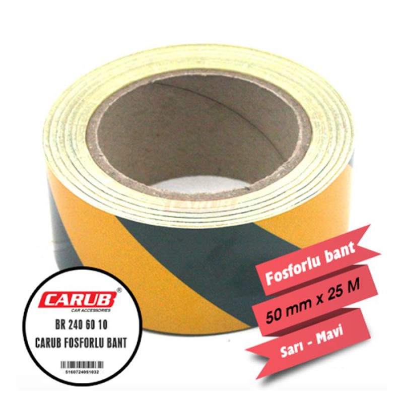 FOSFORLU BANT ÇAPRAZ 5CMX25M SARI-MAVİ