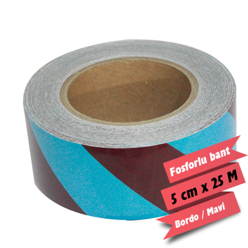 FOSFORLU BANT ÇAPRAZ 5CMX25M BORDO-MAVİ