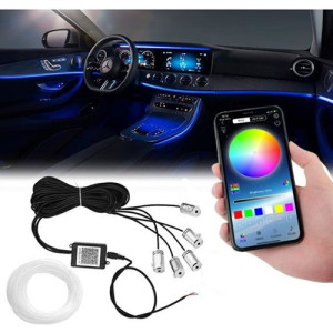 ARAÇ İÇİ APP KONTROLLÜ TORPİDO RGB FİBER LED ATMOSFER IŞIĞI 6MT
