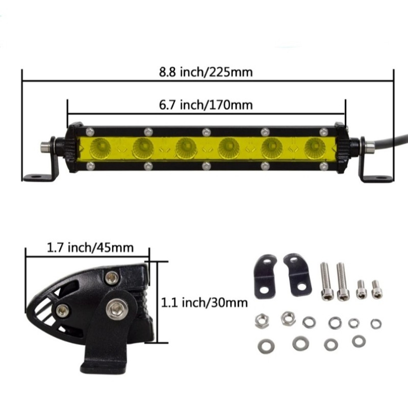 OFF-ROAD ÇALIŞMA LAMBA 10-30V 18W 6 LED METAL SARI