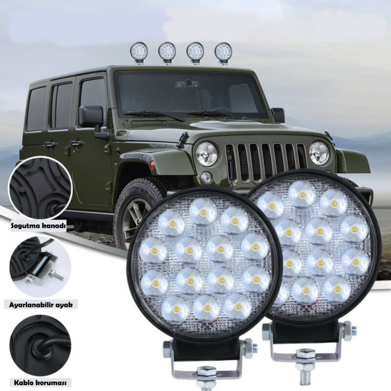 OFF-ROAD ÇALIŞMA LAMBASI YUVARLAK 14 LED 12-24V