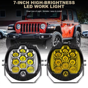 OFF-ROAD ÇALIŞMA LAMBASI 7" 90W 8000LM 9-30V KEHRİBAR SARISI