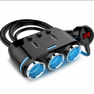 AKÜ VOLTAJ ÖLÇER VE 3 ÇIKIŞLI ÇAKMAKLIK ÇOKLAYICI 100W 12/24V