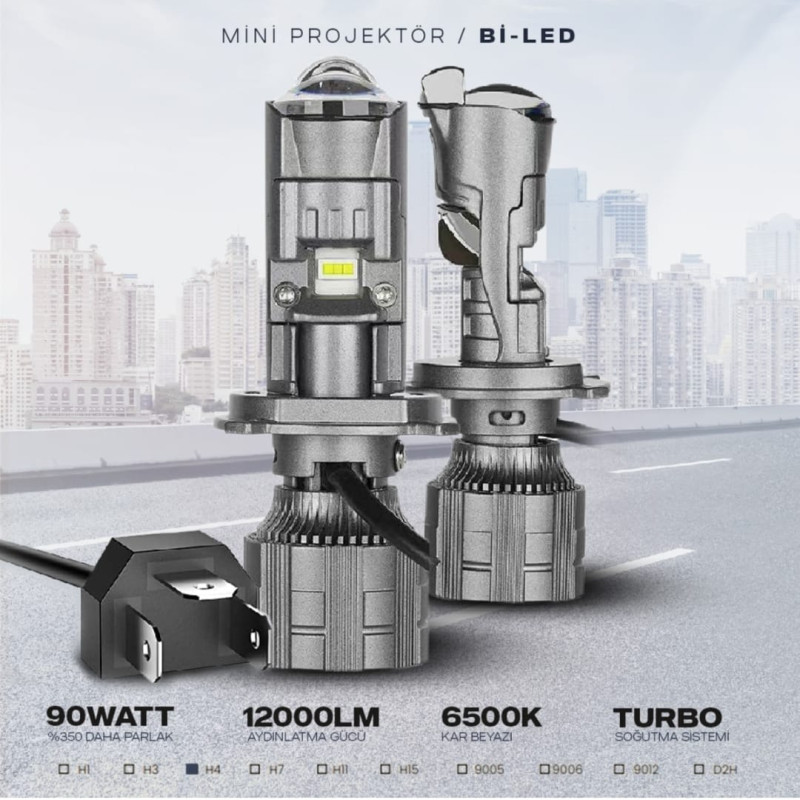 C9 H4 Bİ- LED MİNİ PROJEKTÖR LENS 90W 16000 LM