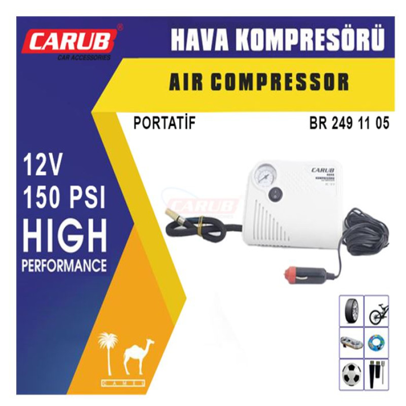 HAVA KOMPRESÖRÜ YASSI BEYAZ 12V