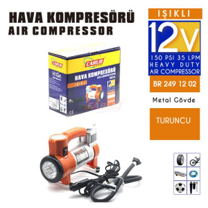 HAVA KOMPRESÖRÜ 12V METAL LED IŞIKLI ORANGE