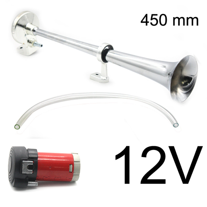KORNA MARİNE (GEMİ KORNASI) TEK BORULU KROM MOTORLU 12V