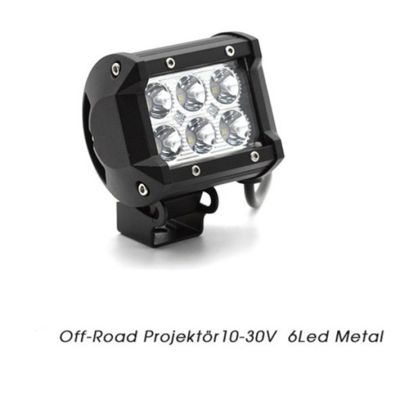 OFF-ROAD PROJEKTÖR 10-30V 6 LED METAL ÇAKARLI