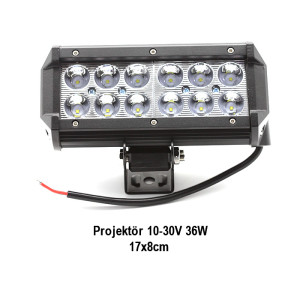 OFF-ROAD PROJEKTÖR 10-30V 36W DİKDÖRTGEN 17x8CM SİYAH