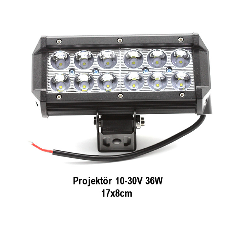 OFF-ROAD PROJEKTÖR 10-30V 36W DİKDÖRTGEN 17x8CM SİYAH