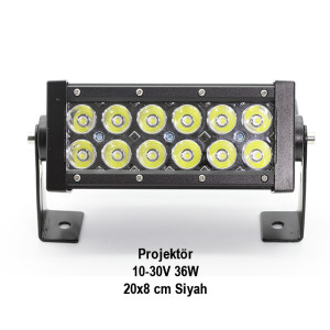 OFF-ROAD PROJEKTÖR 10-30V 36W DİKDÖRTGEN 20x8cm Siyah