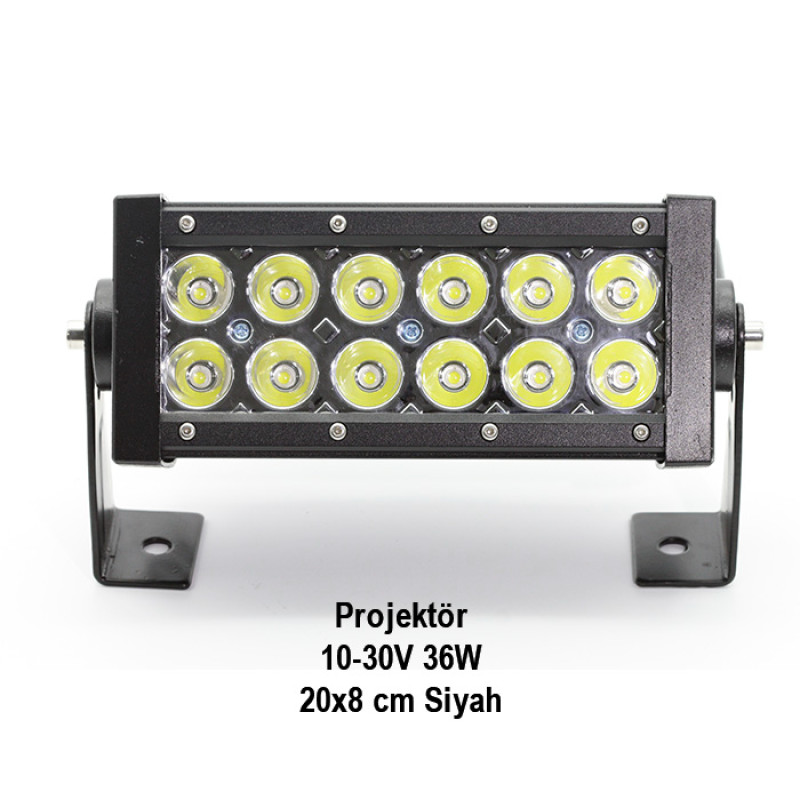 OFF-ROAD PROJEKTÖR 10-30V 36W DİKDÖRTGEN 20x8cm Siyah