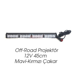 OFF-ROAD PROJEKTÖR 12-24V 45cm KIRMIZI MAVİ ÇAKAR FONKSİYONLU