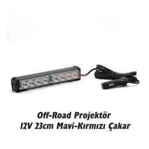 OFF-ROAD PROJEKTÖR KIRMIZI MAVİ ÇAKAR 23CM 12V