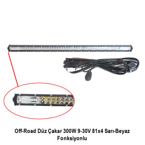OFF-ROAD DÜZ ÇAKAR 300W 9-30V 81x4 SARI-BEYAZ