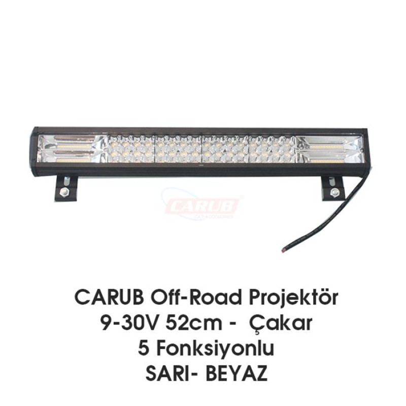 OFF-ROAD PROJEKTÖR 3 SIRA ÇAKAR FONKSİYONLU SARI-BEYAZ 9-30V 52CM