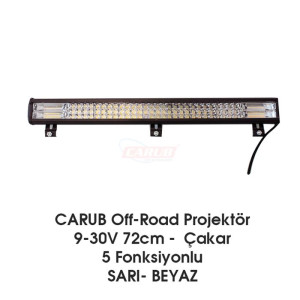 OFF-ROAD PROJEKTÖR 3 SIRA ÇAKAR FONKSİYONLU SARI-BEYAZ 9-30V 72CM