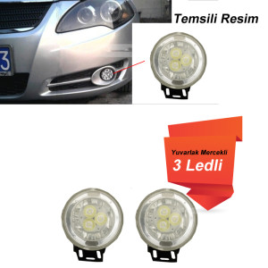 SİS LAMBASI 12V 3 LEDLİ MERCEKLİ 10CM BEYAZ