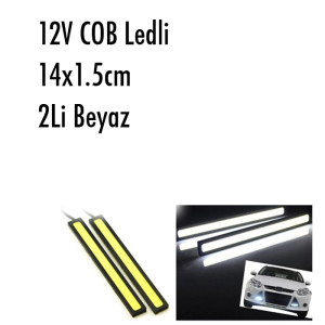 GÜNDÜZ LEDİ SIRALI COB LED 14x1,5cm 2Li BEYAZ 12V