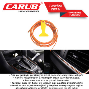 TORPİDO ÇITASI ARAÇ İÇİ RENKLİ TURUNCU 5m
