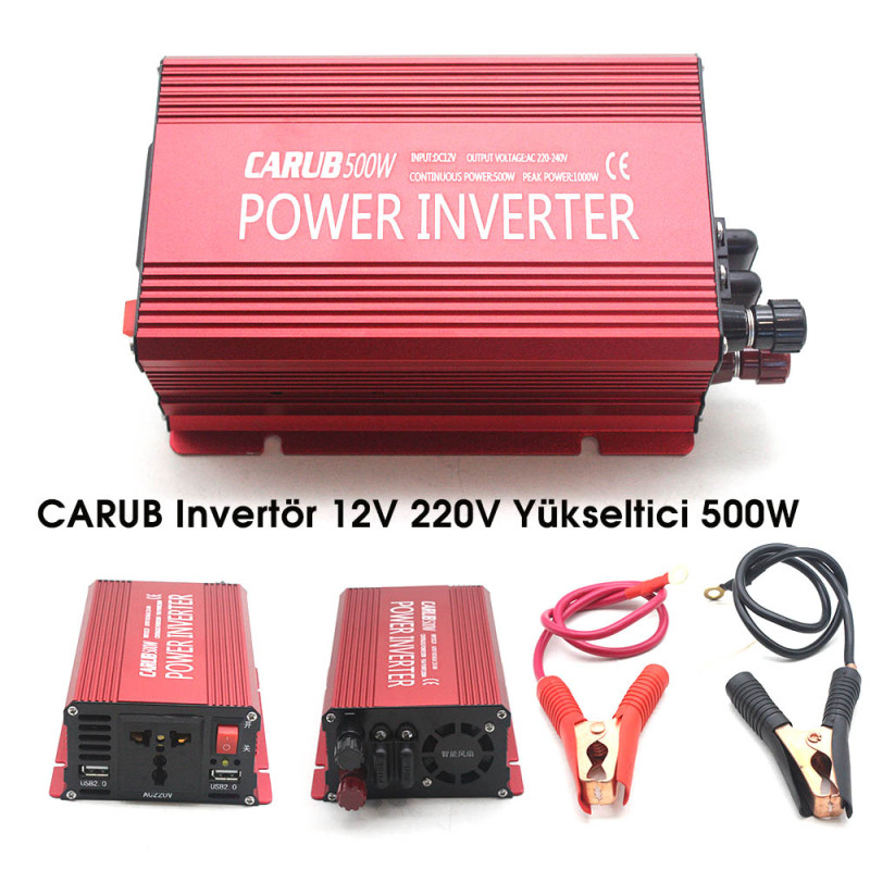 INVERTOR 12V 220 Yükseltici 500W 1+USB+ ÇAKMAKLIK UCU