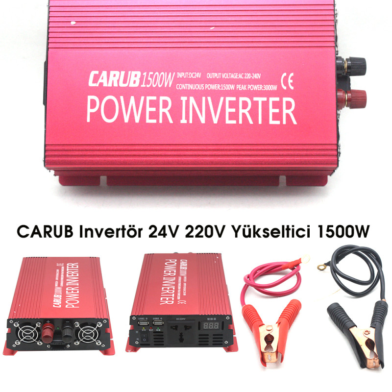 INVERTOR 24V 1500W 220V YÜKSELTİCİ W1+USB
