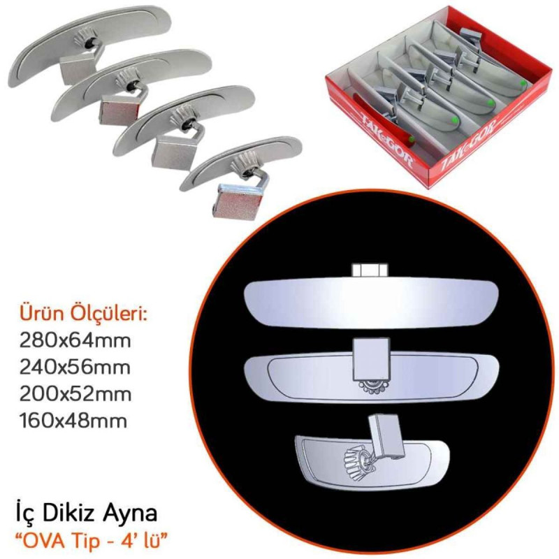 AYNA İÇ DİKİZ OVA KOLLU 4'LÜ SET