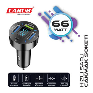 ARAÇ ÇAKMAK HIZLI ŞARJ SOKETİ 4IN1 DİJİTAL