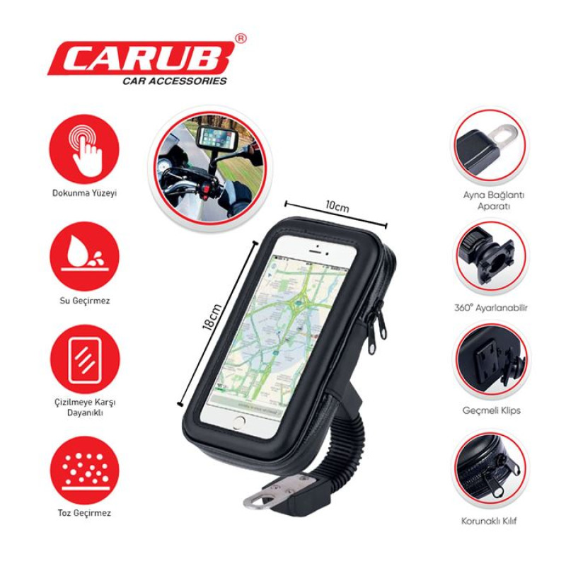 TELEFON TUTUCU MOTORSİKLET DERİ FERMUARLI