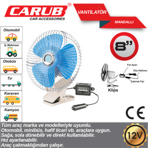 VANTİLATÖR 8" MANDALLI 12V