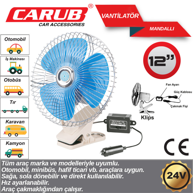 VANTİLATÖR 12" MANDALLI 24V